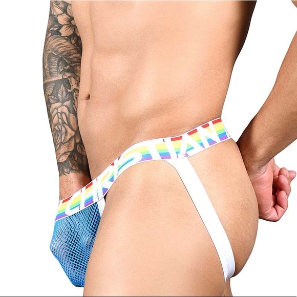 Andrew Christian jock M pride nest mesh blue NWT - Picture 3 of 5